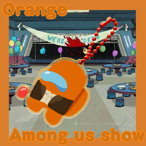 Orange among us show keychain
