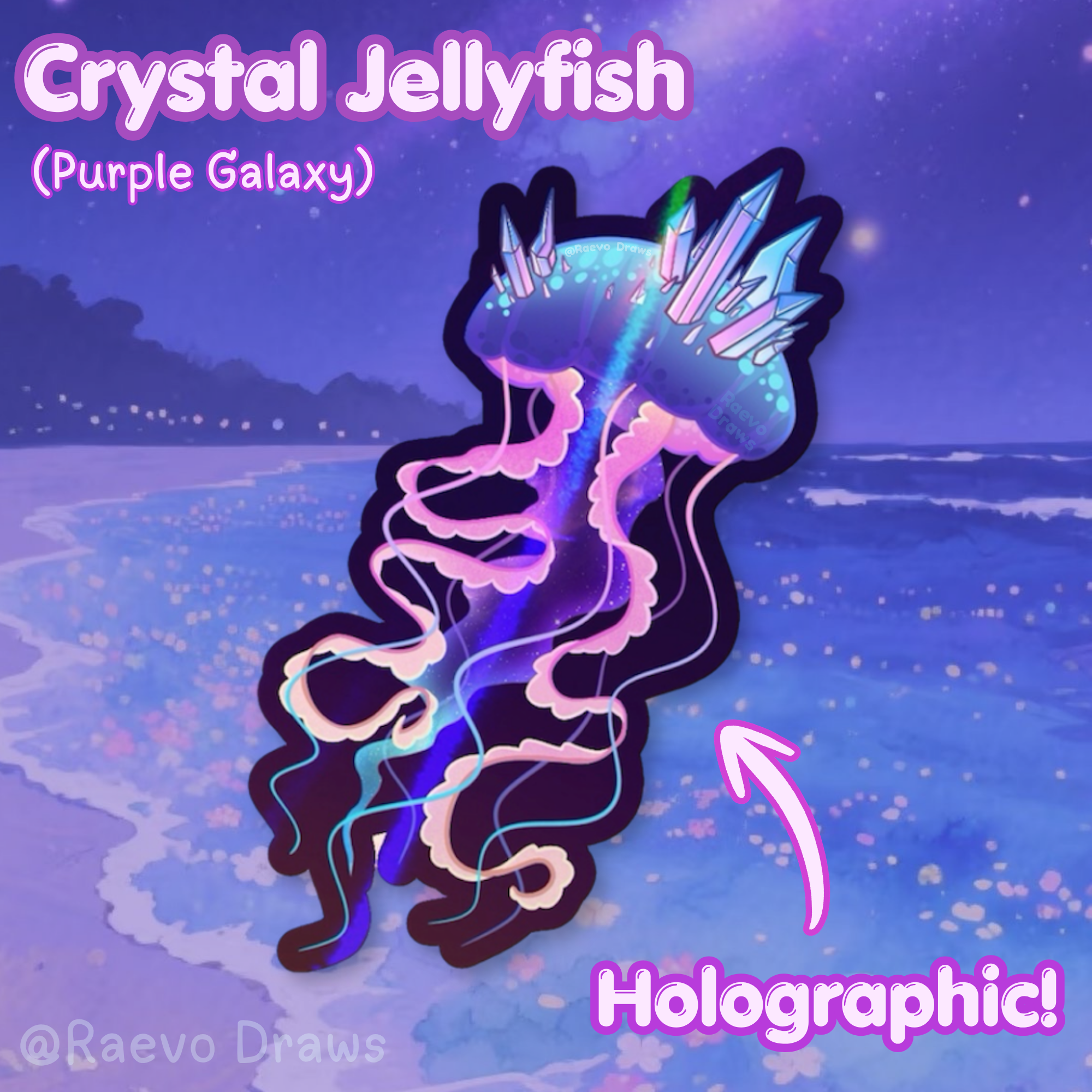 Purple Crystal Jellyfish: Holographic