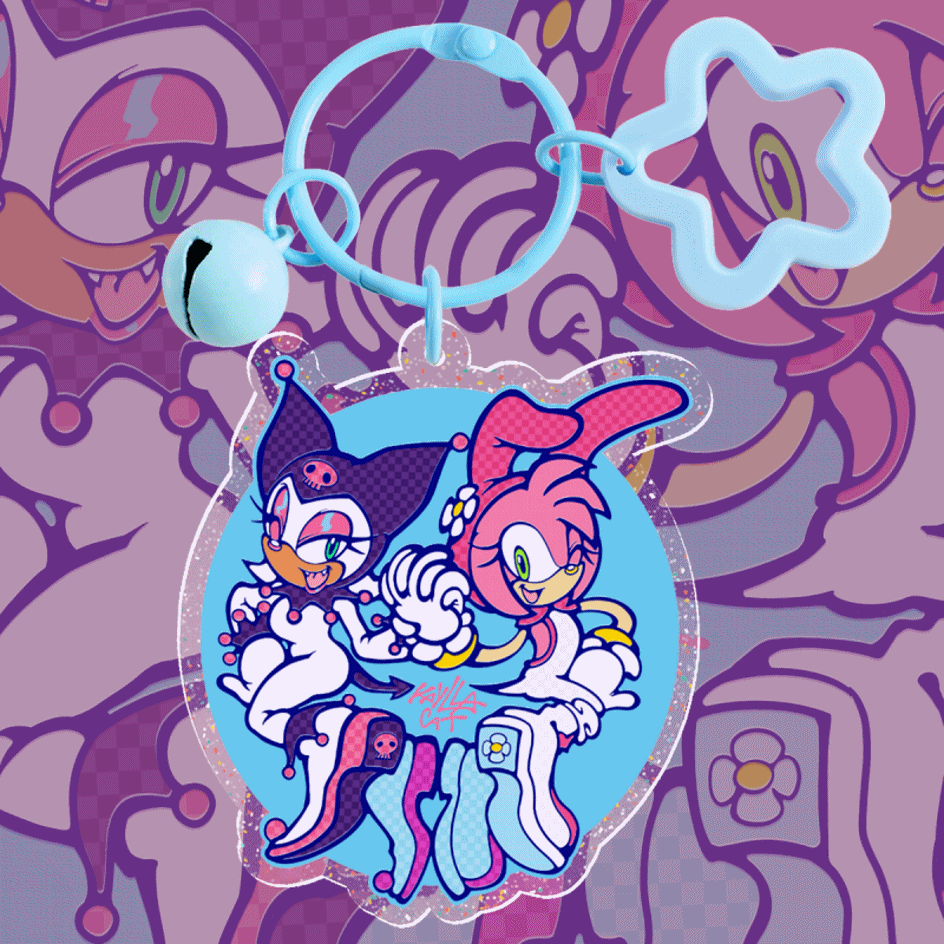 Amy and Rouge x Kuromi and My Melodi Keychain