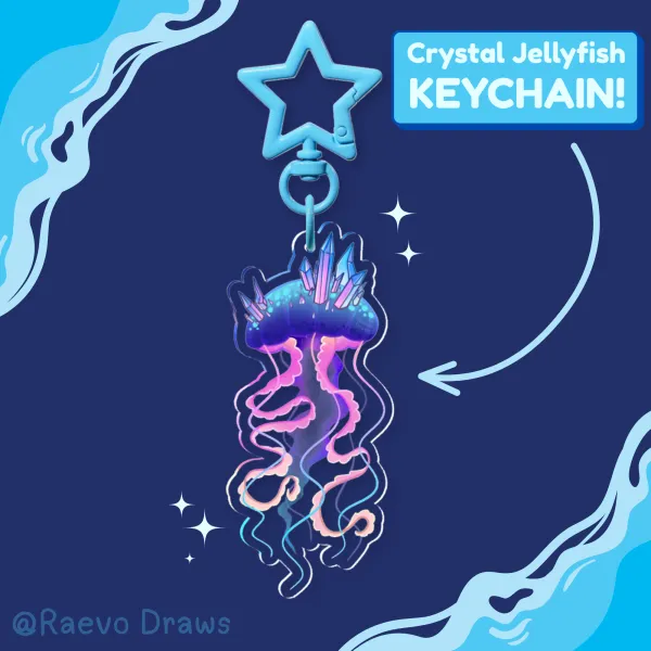 Purple Crystal Jellyfish Keychain