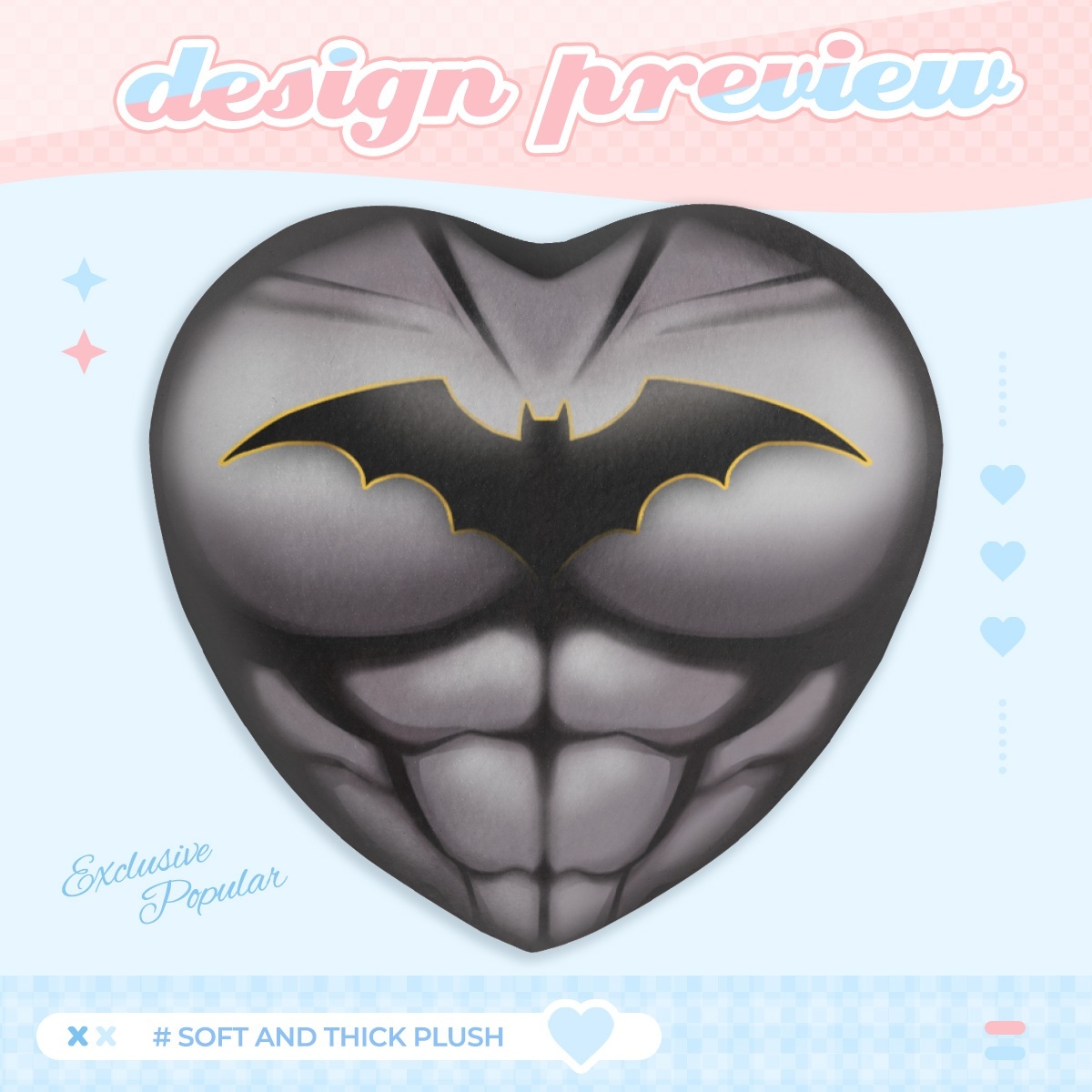 Batman Heart Shape Plush Badge