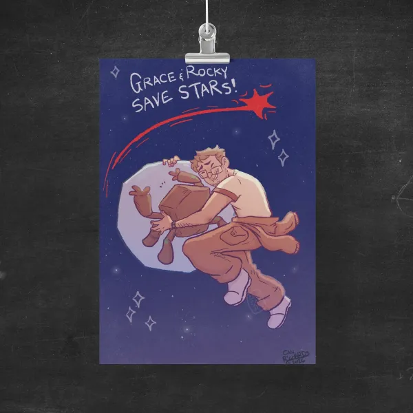 "Grace Rocky Save Stars" a5 Print