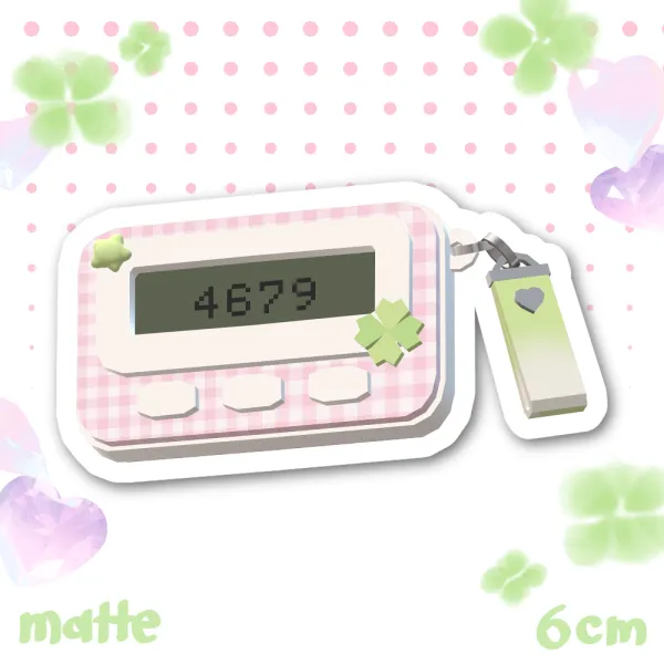 Pink Clover Pocket Bell Pager Sticker