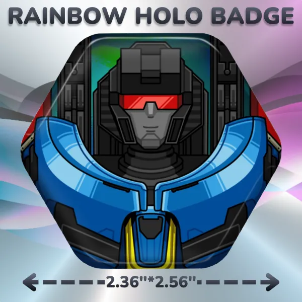 THUNDERCRACKER TRANSFORMERS ONE RAINBOW HOLO HEXAGON BADGE