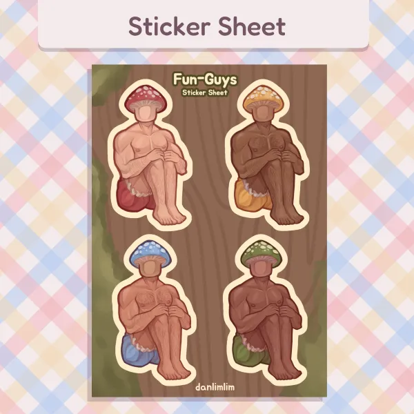 🍄 Fun-guys Mushroom Men - A6 Sticker Sheet