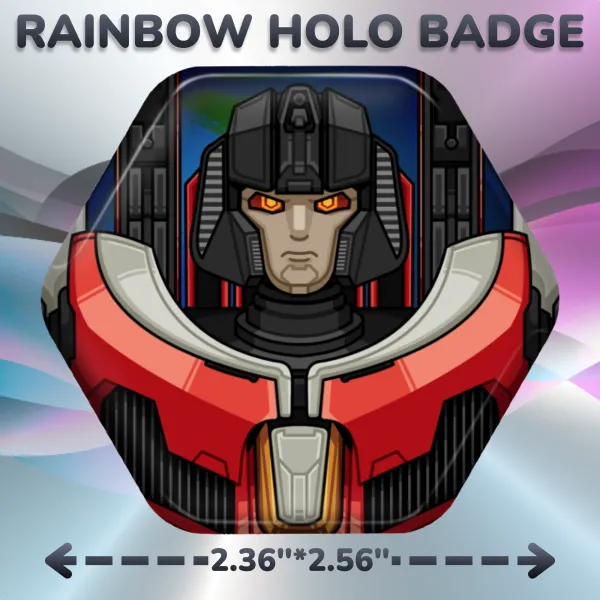 STARSCREAM TRANSFORMERS ONE RAINBOW HOLO HEXAGON BADGE