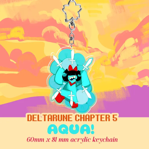 DELTARUNE Aqua Colored Edge Acrylic Keychains