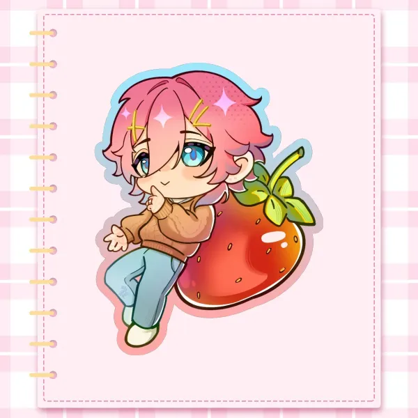 Ren Strawberry 14dwy Colored Edge Sticker