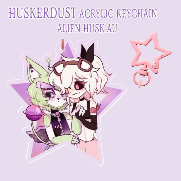 Huskerdust | Angel Dust and Husk acrylic keychain | alien husk au