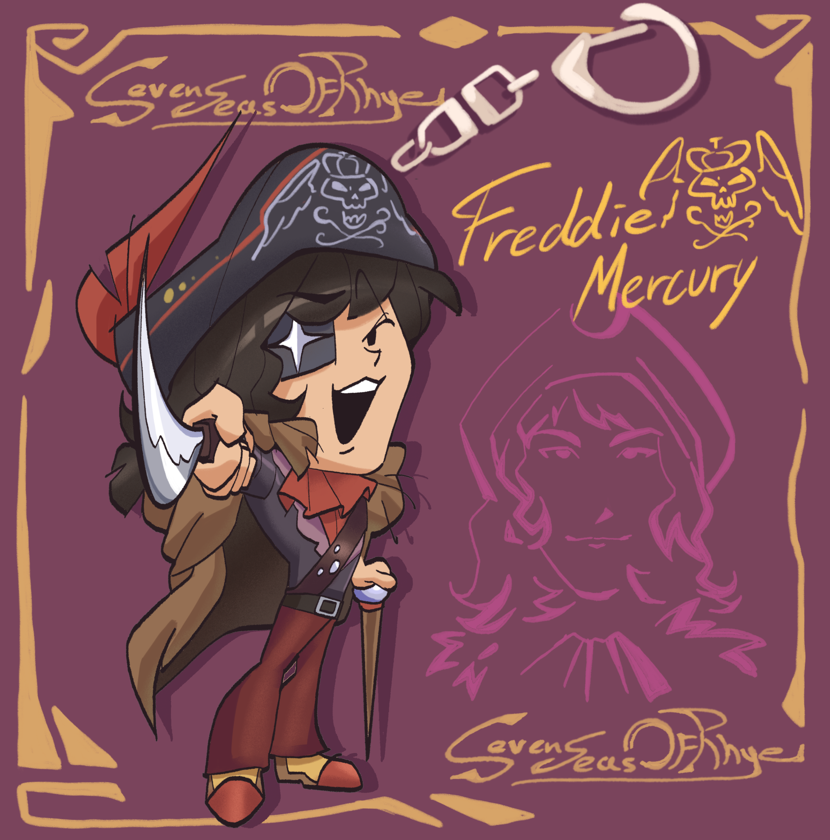 Pirate Freddie Mercury Acrylic Keychain
