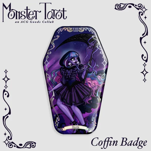 Death Monster Tarot Holographic Coffin Badge