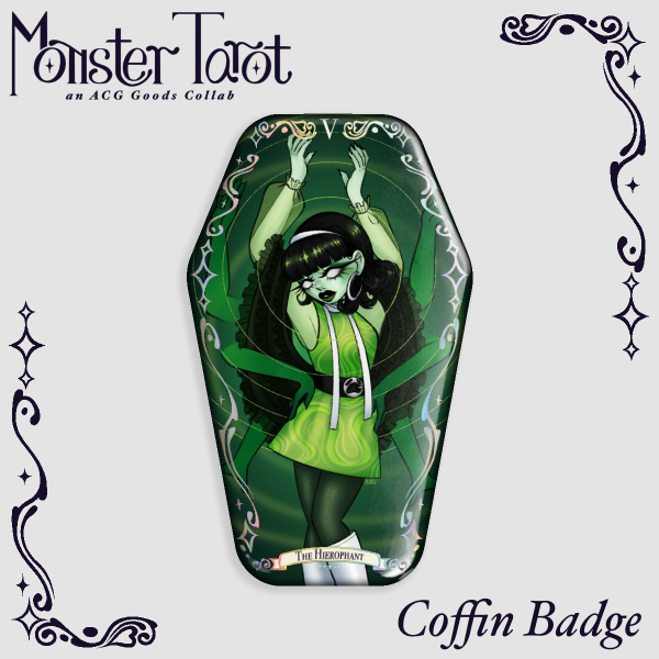 The Hierophant Monster Tarot Holographic Coffin Badge