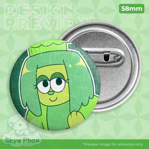 Deltarune Green Flower | Glitter Round Badge (Button Pin)