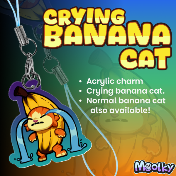 Crying Banana Cat Acrylic Charm