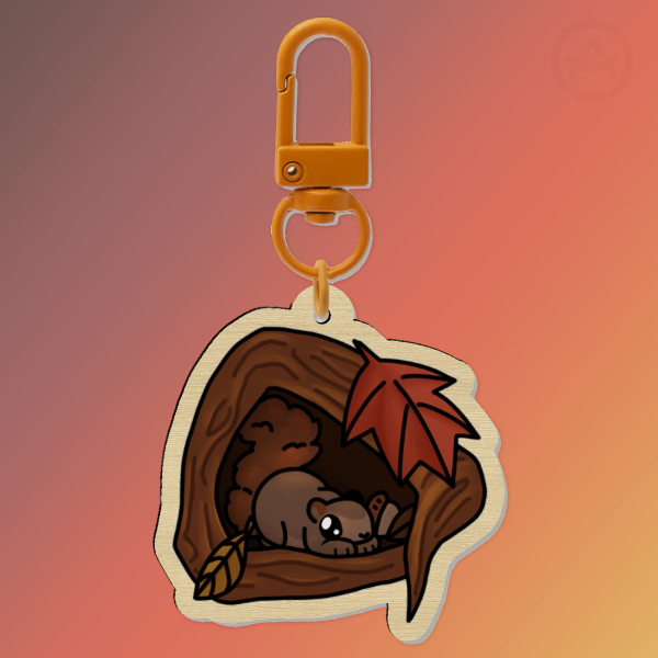 Squirrel Nook Wood Keychain