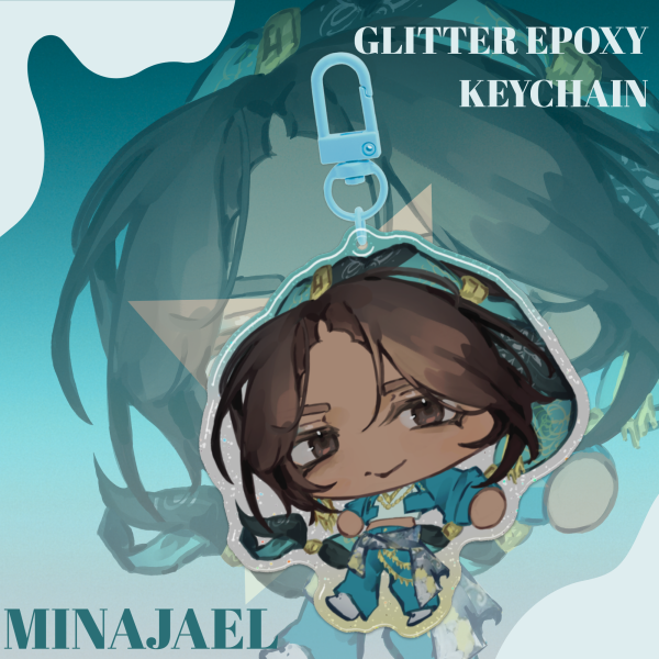 Chibi Minajael Epoxy Glitter Keychain • Twisted Wonderland