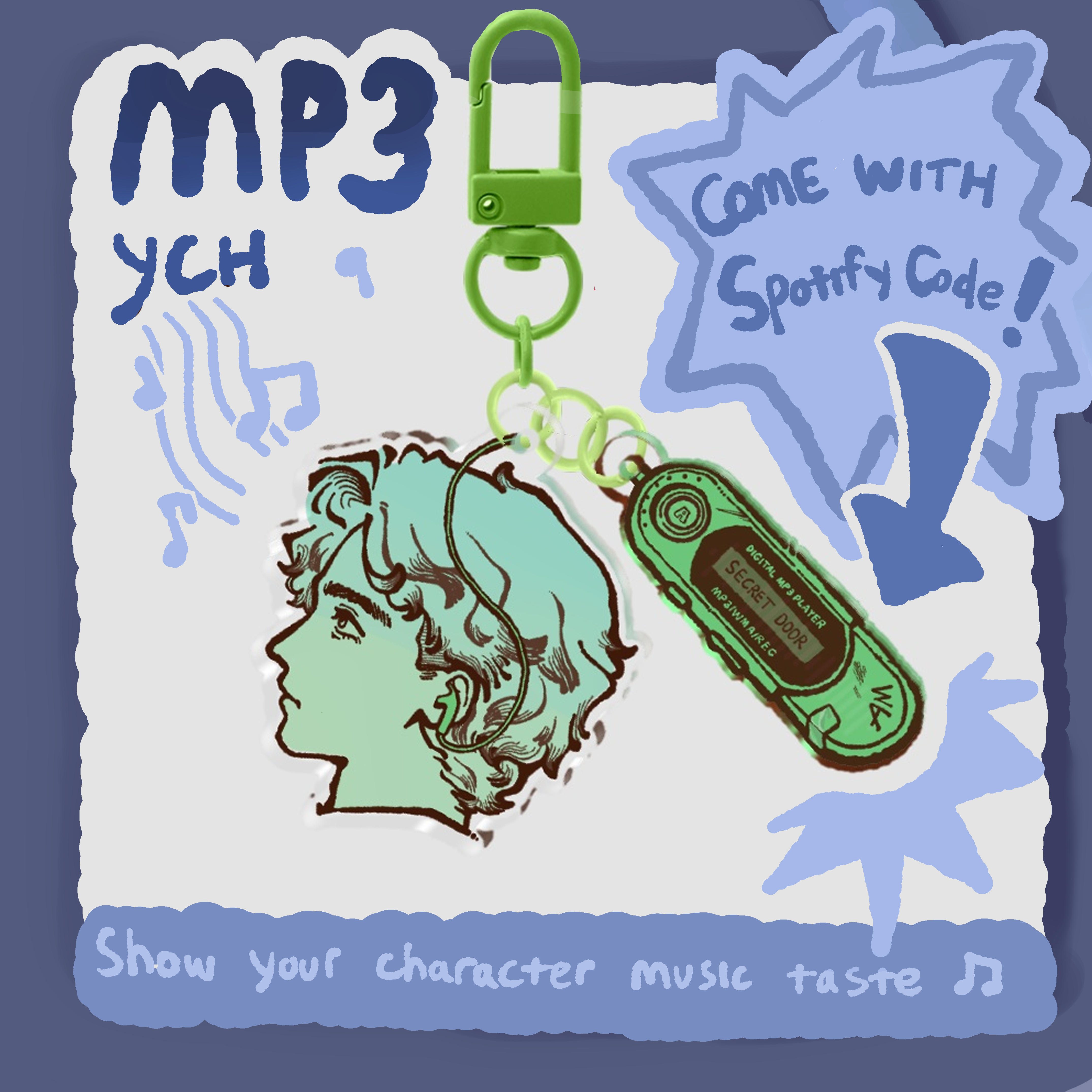 2 Piece Keychains - MP3 YCH