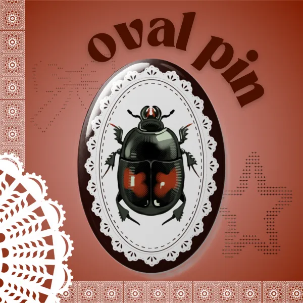 Clown Beetle Lace Oval Pin