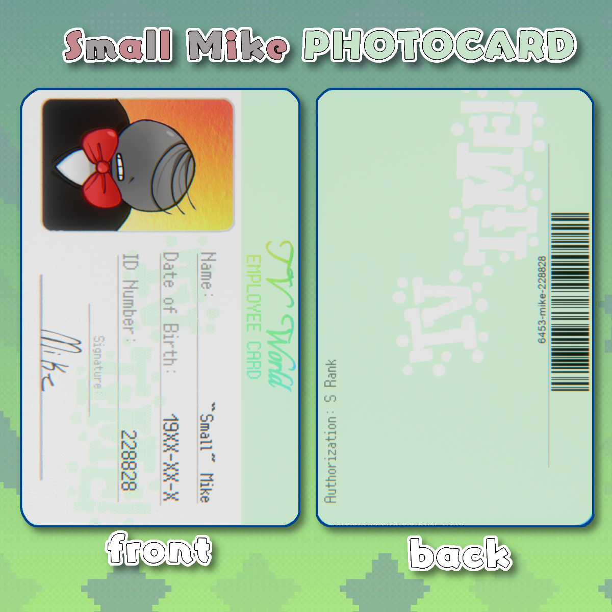"Small Mike" (Deltarune) Holographic ID Card