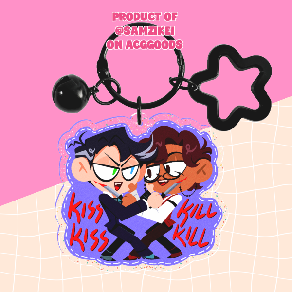 Murdermedia Kiss Kill Glitter Acrylic Keychain
