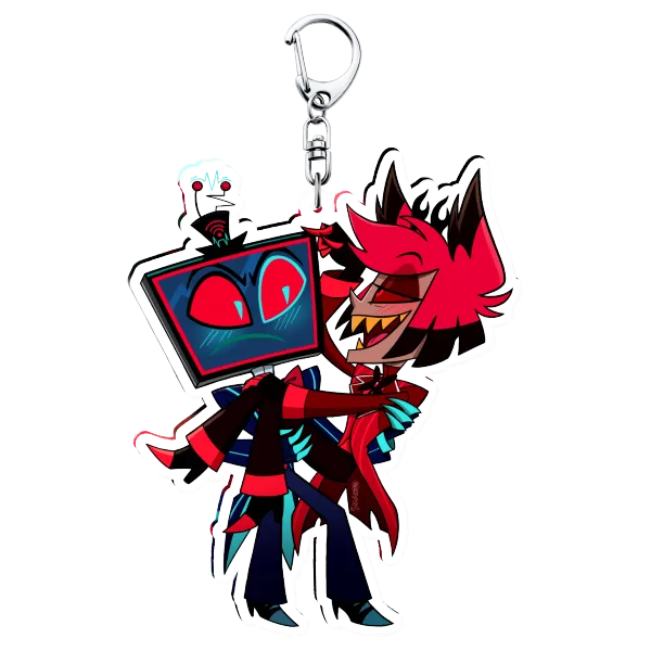 Radiostatic Alastor X Vox Hazbin Hotel Clear Acrylic Keychains