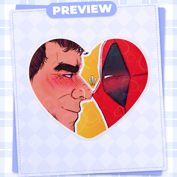 Deadpool and Wolverine Smoosh Heart Sticker