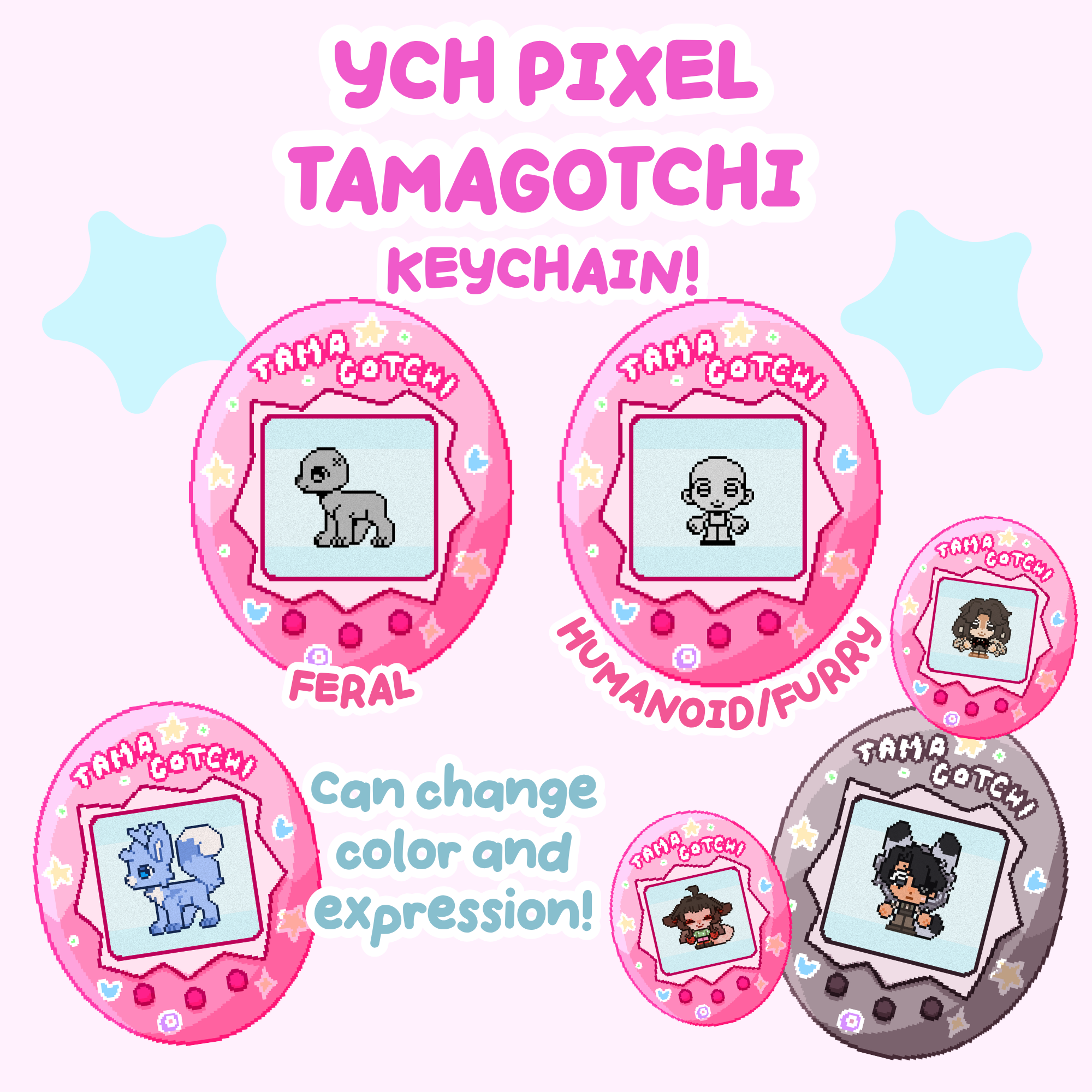 Pixel Tamagotchi YCH Glitter Keychain