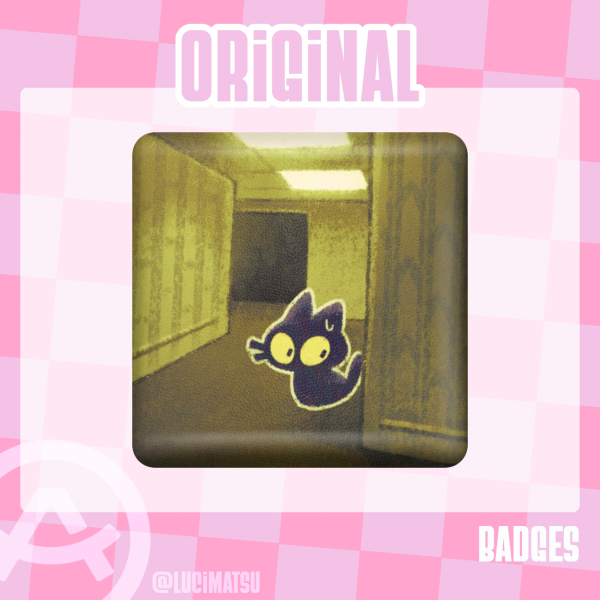 Backrooms cat square PU leather badge