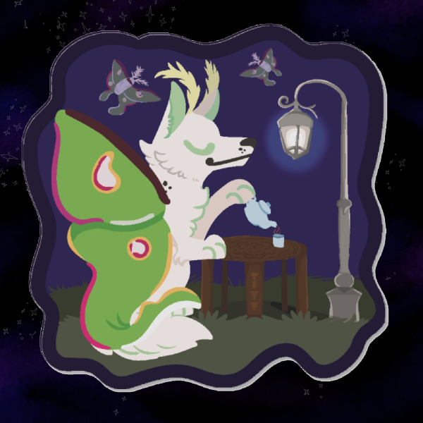 Luna Moth Wolf Wooden Pin