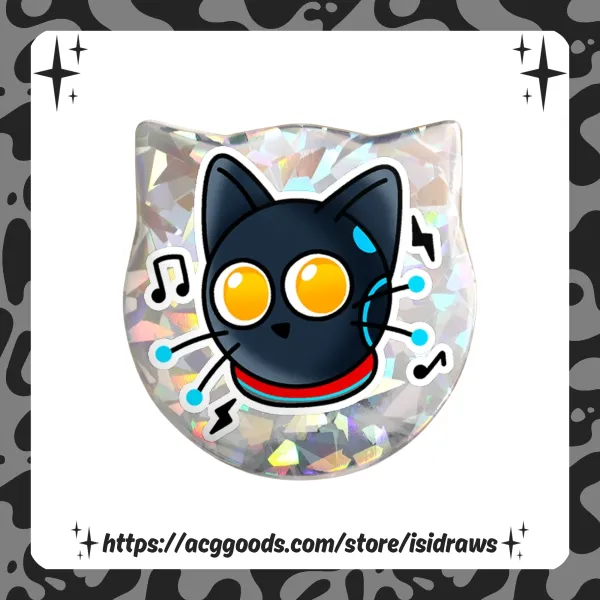 Hi-Fi Rush 808 Cat Shape Holographic Pin