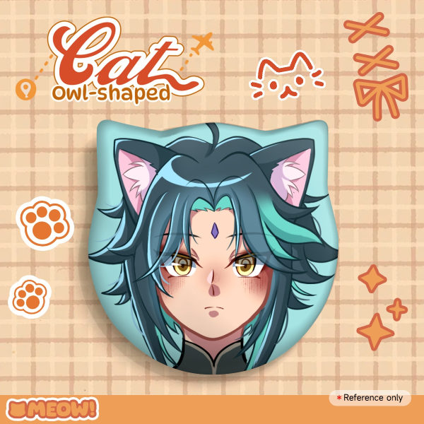 Xiao Genshin Impact Cat Shape Holographic Badge