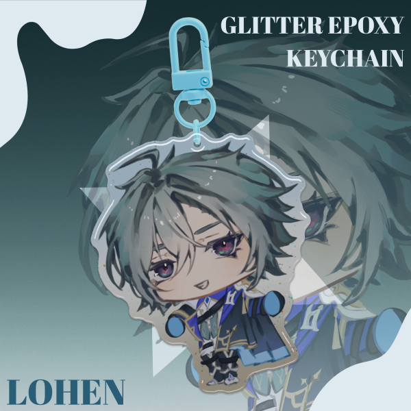 Chibi Lohen Glitter Epoxy Keychain • Genshin Impact