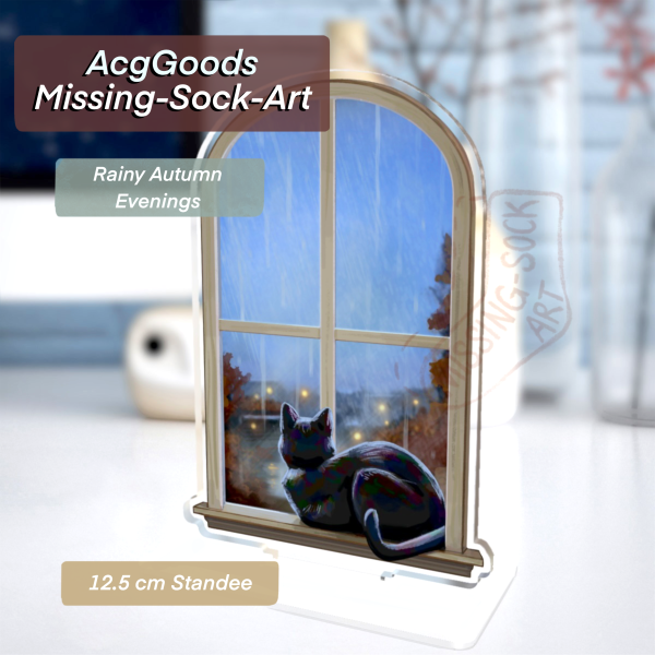 Cat on a Rainy Autumn Evening- 12cm standee