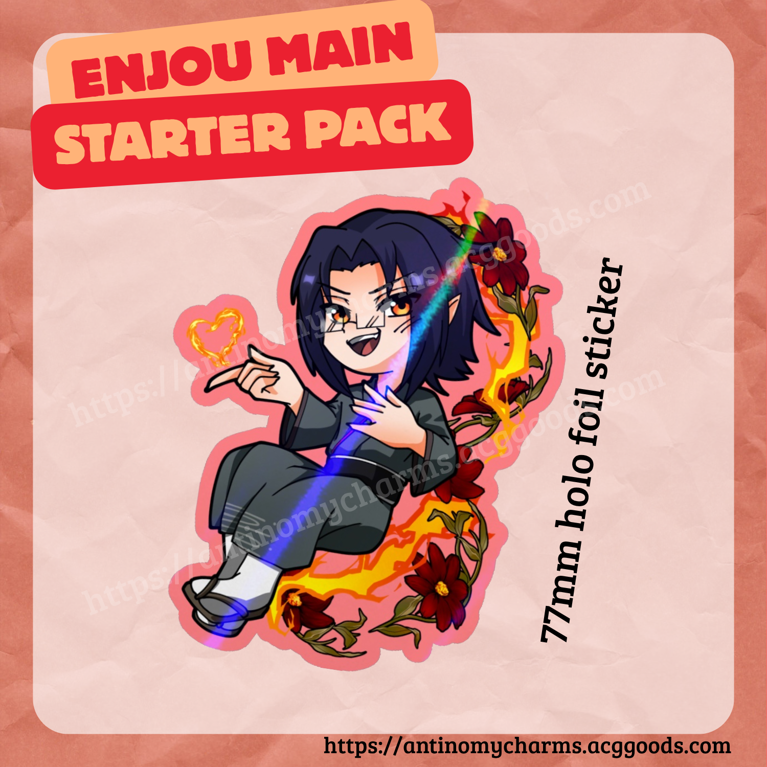 Enjou Holographic Foil Die Cut Sticker