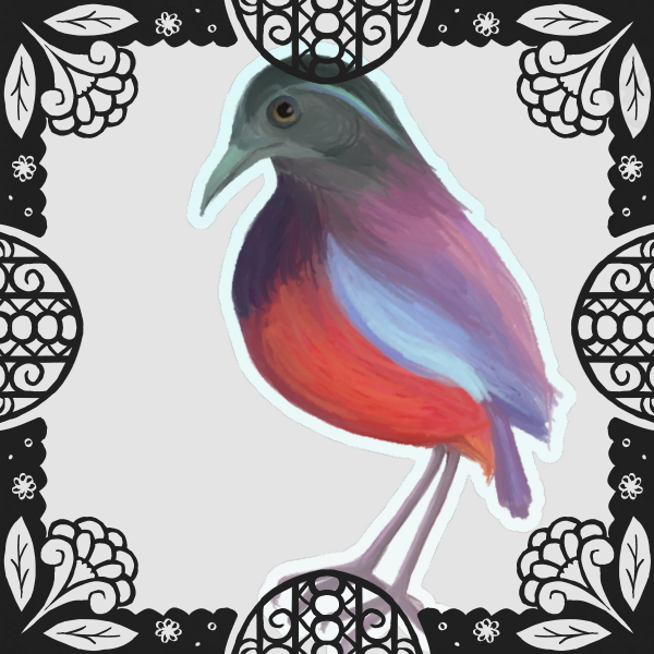 Black-Crowned Pitta Bird Judging Clear PET Vinyl Die Cut Stickers