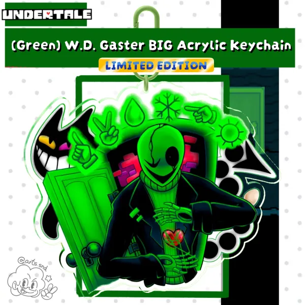 *LIMITED EDITION* (Green) W.D. Gaster BIG Acrylic Keychain | Undertale