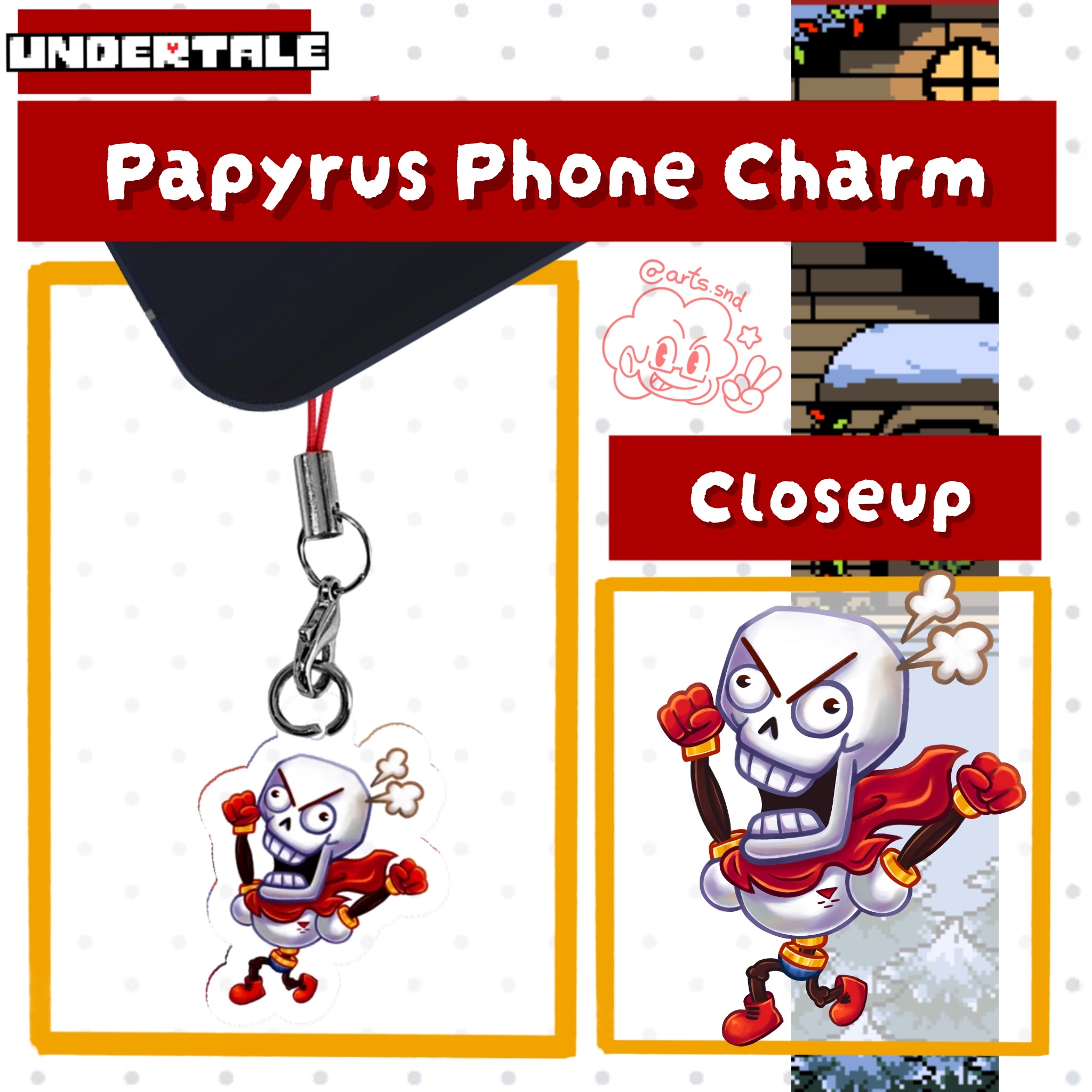 Papyrus Phone Charm | Undertale