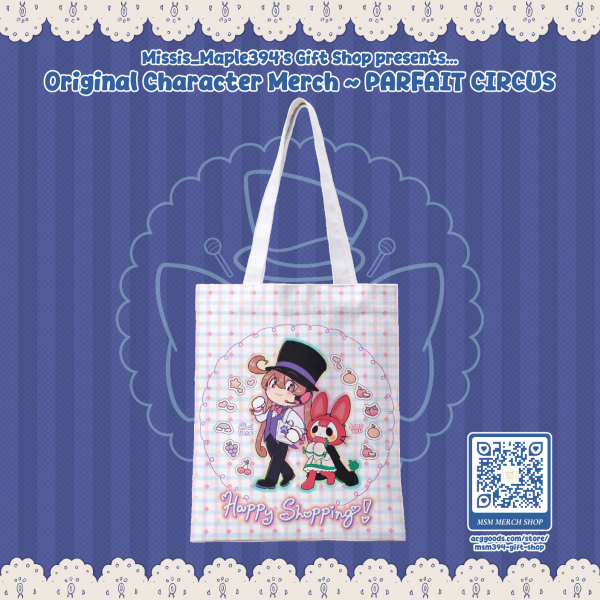 HORIZONTAL CANVAS TOTE BAG ~ PARFAIT CIRCUS - Chaldene & Blodwen
