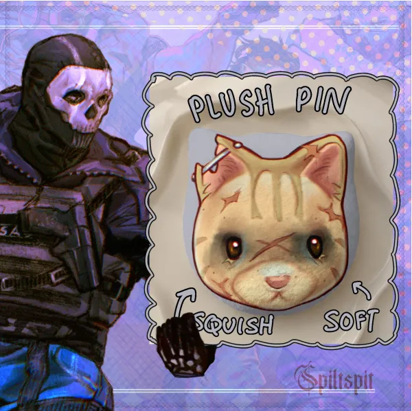CRITTERS - Ghost Cat Plush Badge