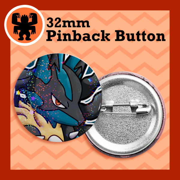 Mega Lucario Holographic Pinback Button