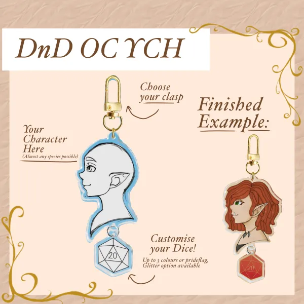 Head & dice Keychain/ DnD OCs / YCH / Personalised