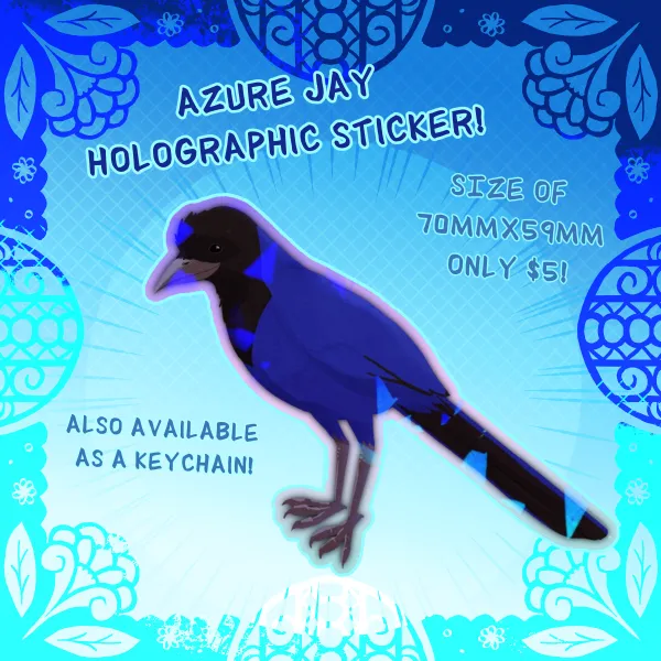 Azure Jay Holographic Sticker