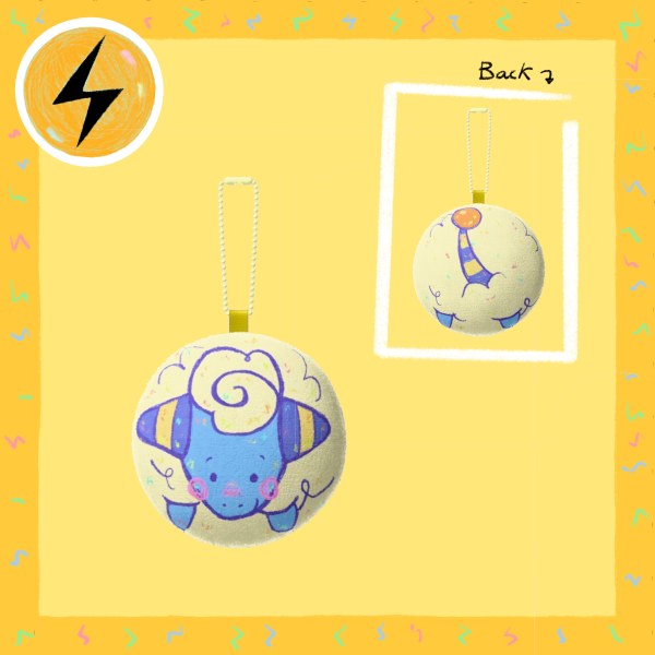 Mareep Mochi Face Tail Plush Keychain