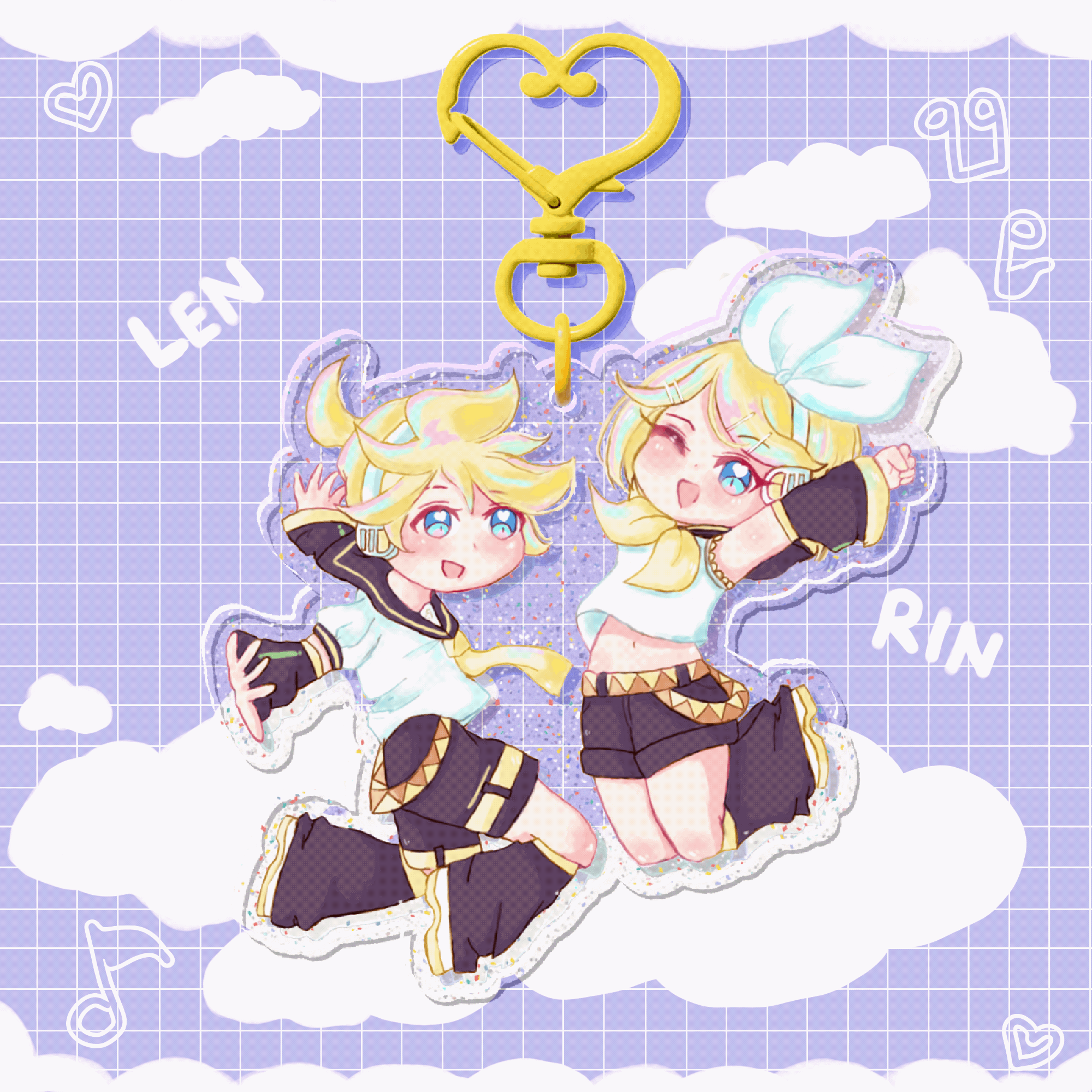 ♡︎ Kagamine Twins Glitter Acrylic Charm ♡︎