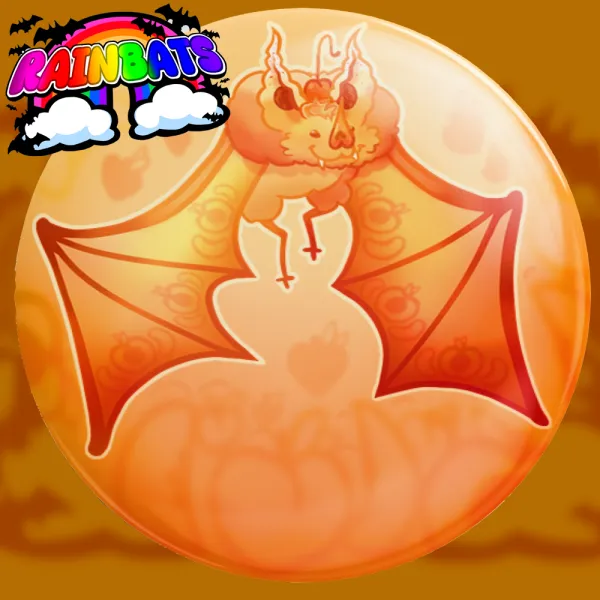 [RAINBATS!] Peach Big Eared Bat Badge!