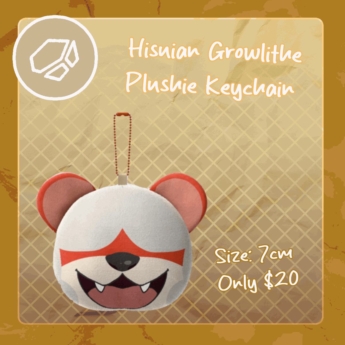 Hisuian Growlithe Plush Keychain
