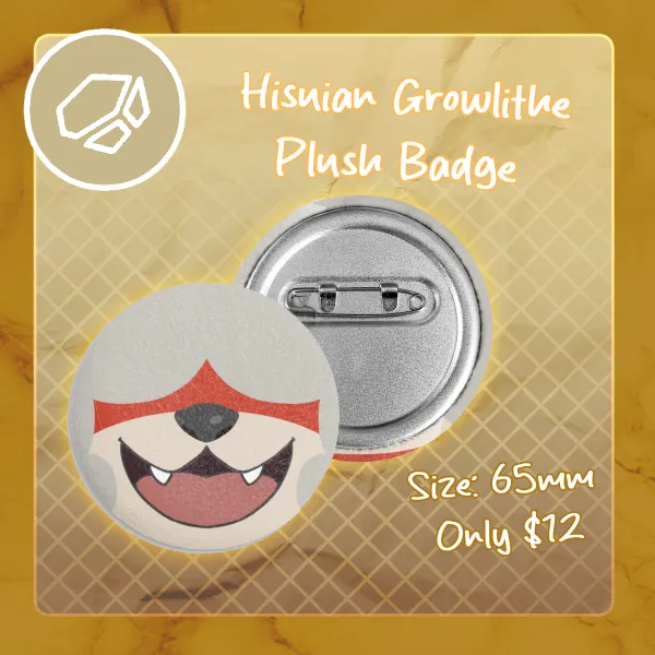 Hisuian Growlithe Plush Badge