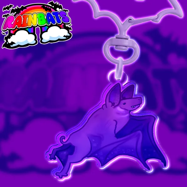 [RAINBATS!] Purple Hairless Bat Keychain!