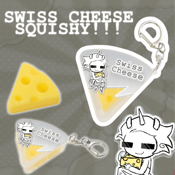 🧀 swiss cheese squishy keychain !!!