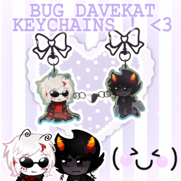🍎🦀 davekat bug heart keychains !